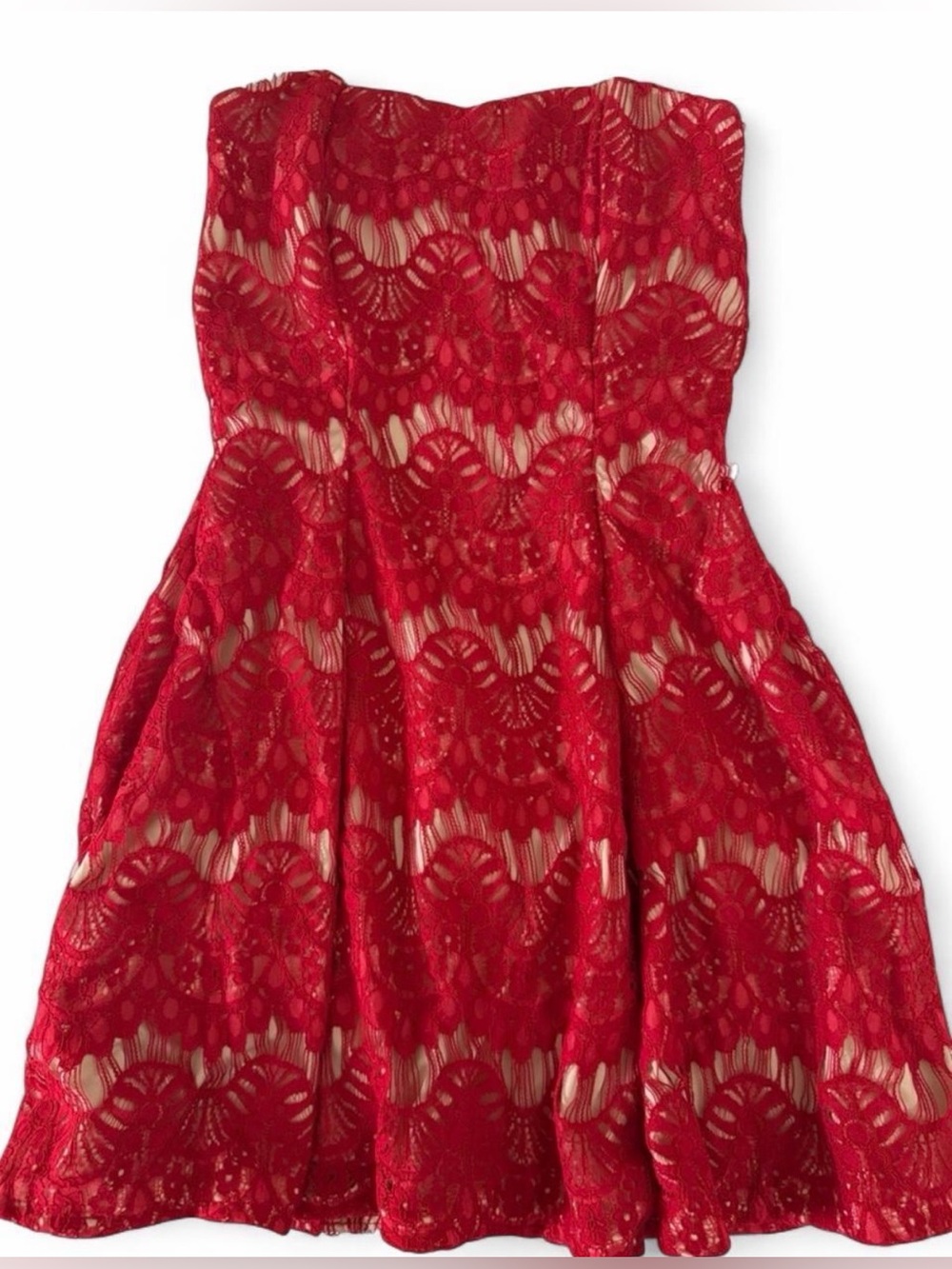 Strapless Red Lace Dress
